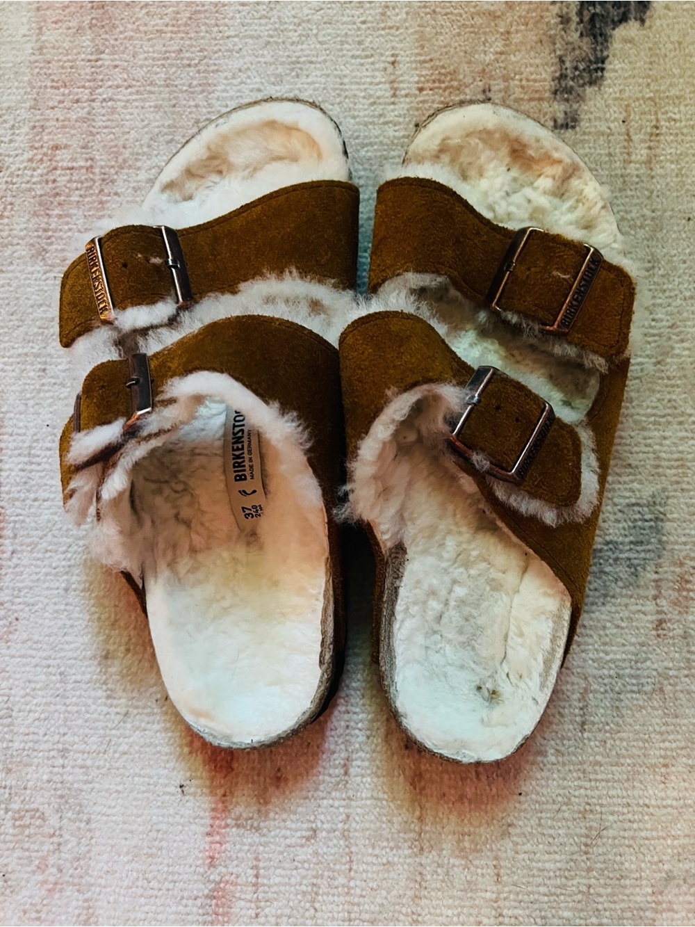 Birkenstock Women's Tan Brown Shearling Sandals